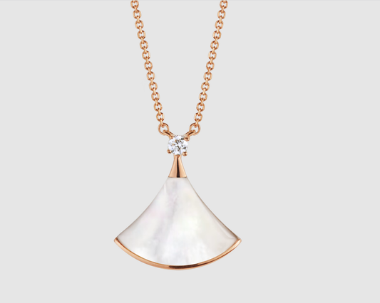 [LumiVibe]DREAM NECKLACE WHITE MOP PINK GOLD 1 DIAMOND