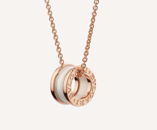 [LumiVibe]ZERO 1 WHITE CERAMIC PINK GOLD NECKLACE