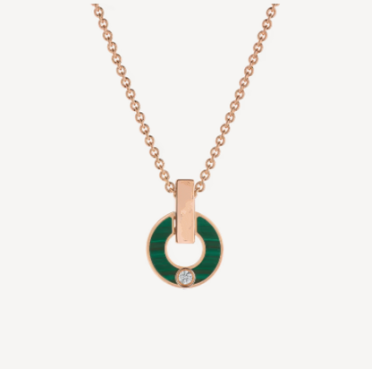 [LumiVibe]GARI NECKLACE PINK GOLD MALACHITE