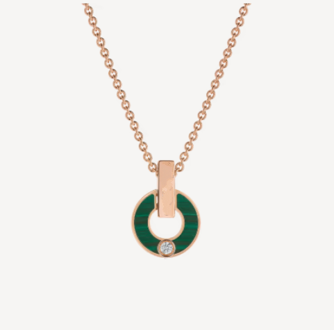 [LumiVibe]GARI NECKLACE PINK GOLD MALACHITE