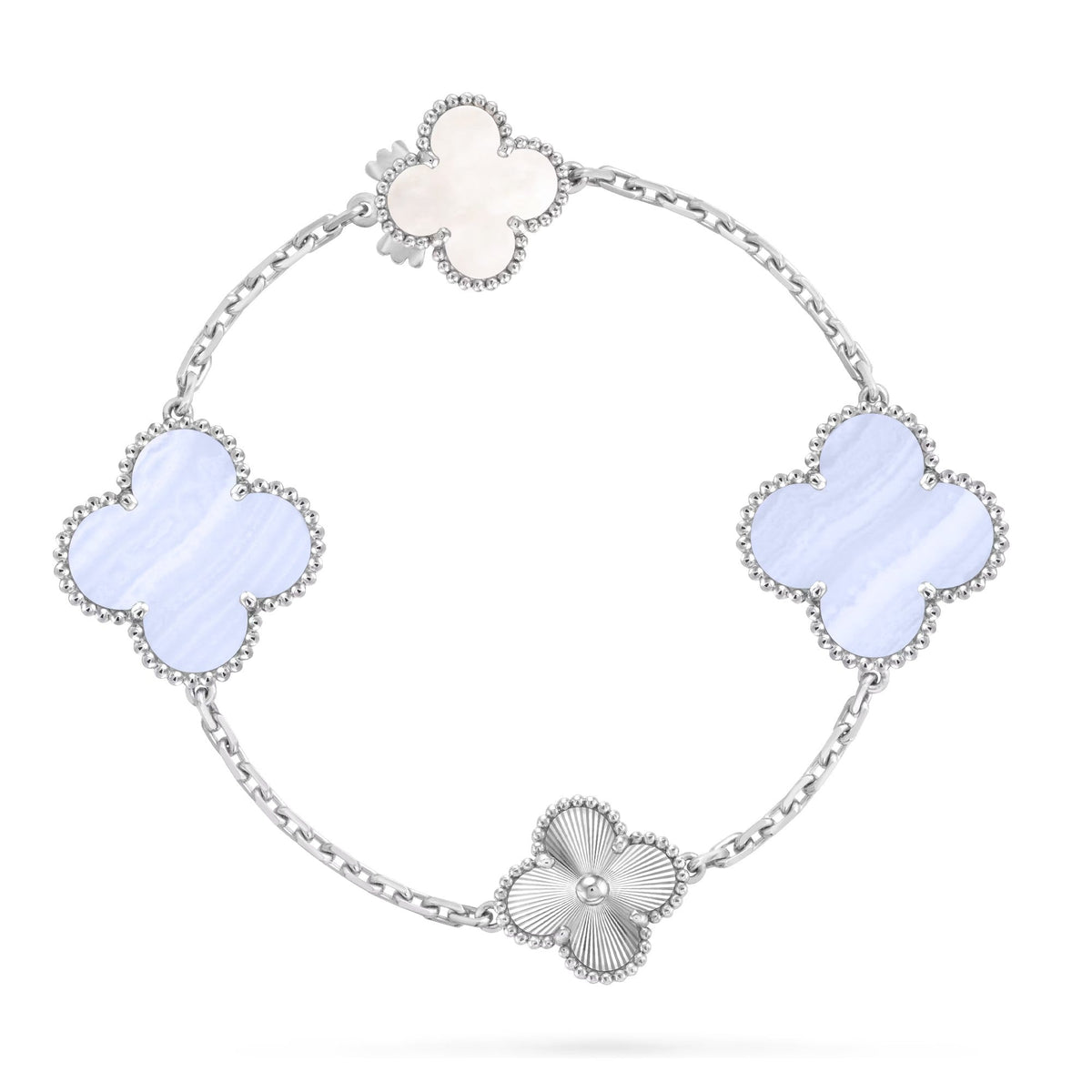 [LumiVibe]DETACHABLE CLOVER 15(11+4) FLOWER SILVER NECKLACE SET
