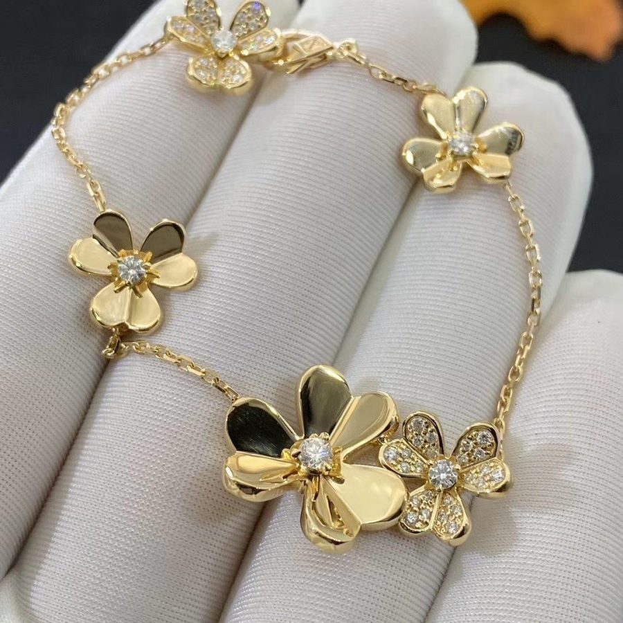 [LumiVibe]FRIVOLE GOLD 5 FLOWERS BRACELET