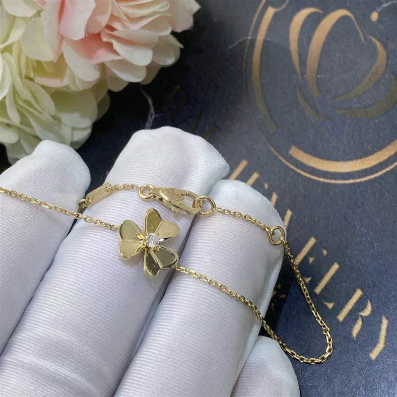 [LumiVibe]FRIVOLE GOLD FLOWER PINK MALACHITE BRACELET