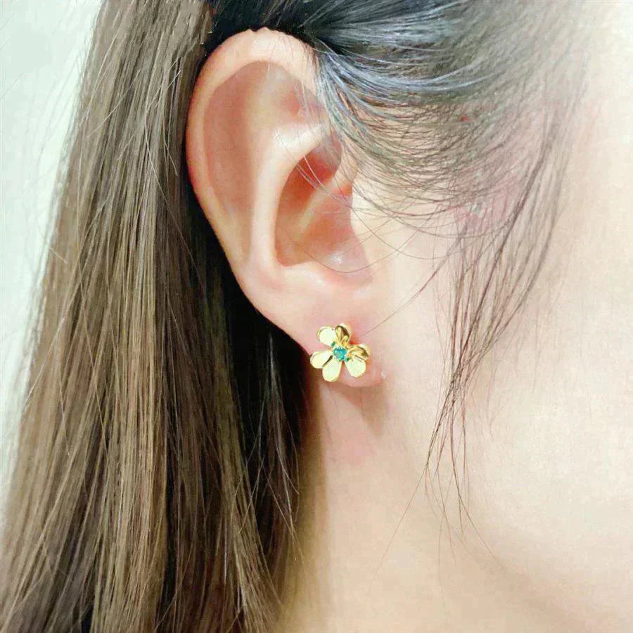 [LumiVibe]FRIVOLE  FLOWER MALACHITE EARRINGS
