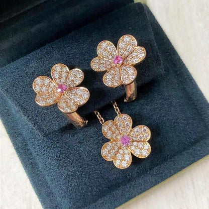 [LumiVibe]FRIVOLE ROSE GOLD FLOWER DIAMOND NECKLACE