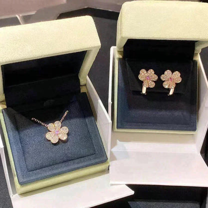[LumiVibe]FRIVOLE ROSE GOLD FLOWER DIAMOND NECKLACE