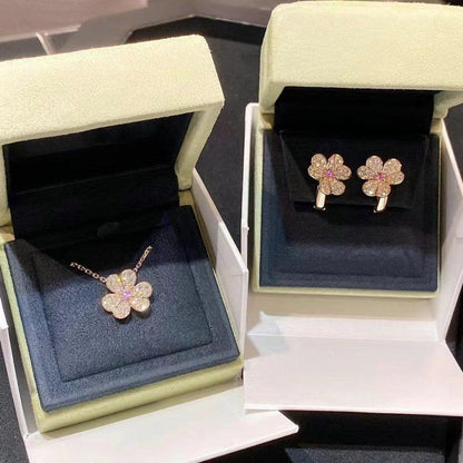 [LumiVibe]FRIVOLE PINK GOLD FLOWER DIAMOND EARRINGS