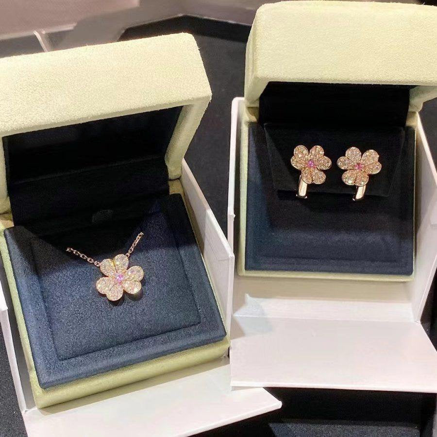 [LumiVibe]FRIVOLE ROSE GOLD FLOWER DIAMOND NECKLACE