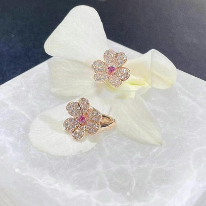 [LumiVibe]FRIVOLE PINK GOLD FLOWER DIAMOND EARRINGS