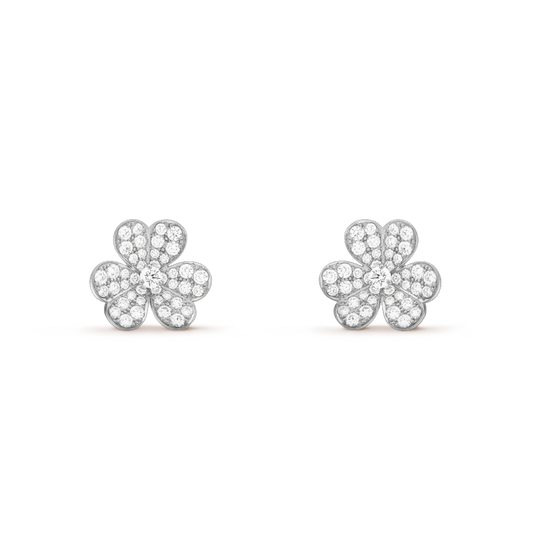 [LumiVibe]FRIVOLE SILVER FLOWER DIAMOND EARRINGS