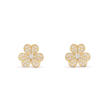 [LumiVibe]FRIVOLE GOLD FLOWER DIAMOND EARRINGS