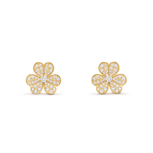 [LumiVibe]FRIVOLE GOLD FLOWER DIAMOND EARRINGS