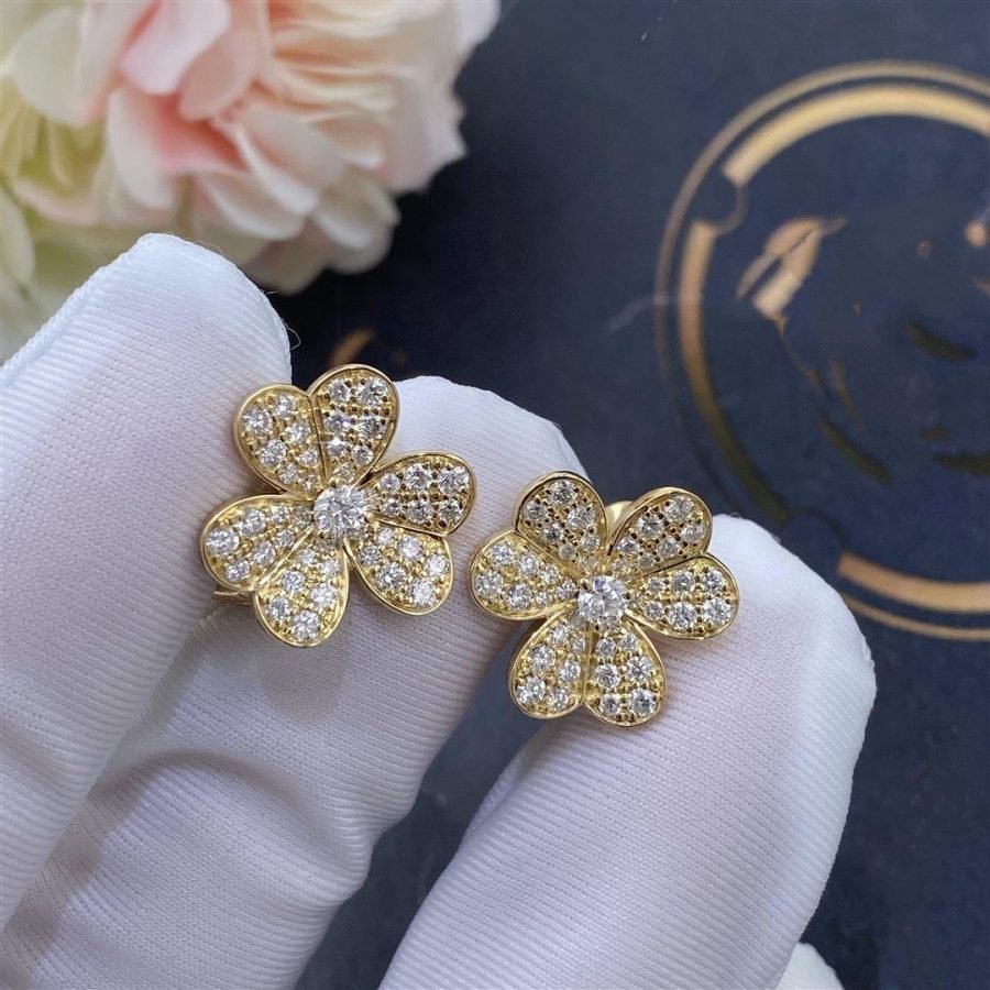 [LumiVibe]FRIVOLE GOLD FLOWER DIAMOND EARRINGS