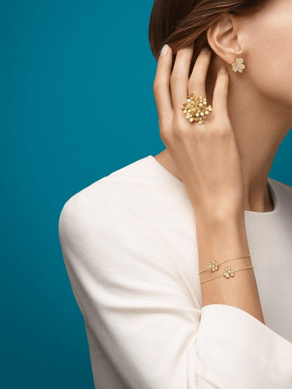 [LumiVibe]FRIVOLE GOLD FLOWER DIAMOND EARRINGS