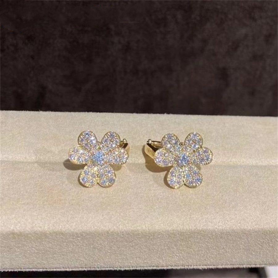 [LumiVibe]FRIVOLE GOLD FLOWER DIAMOND EARRINGS