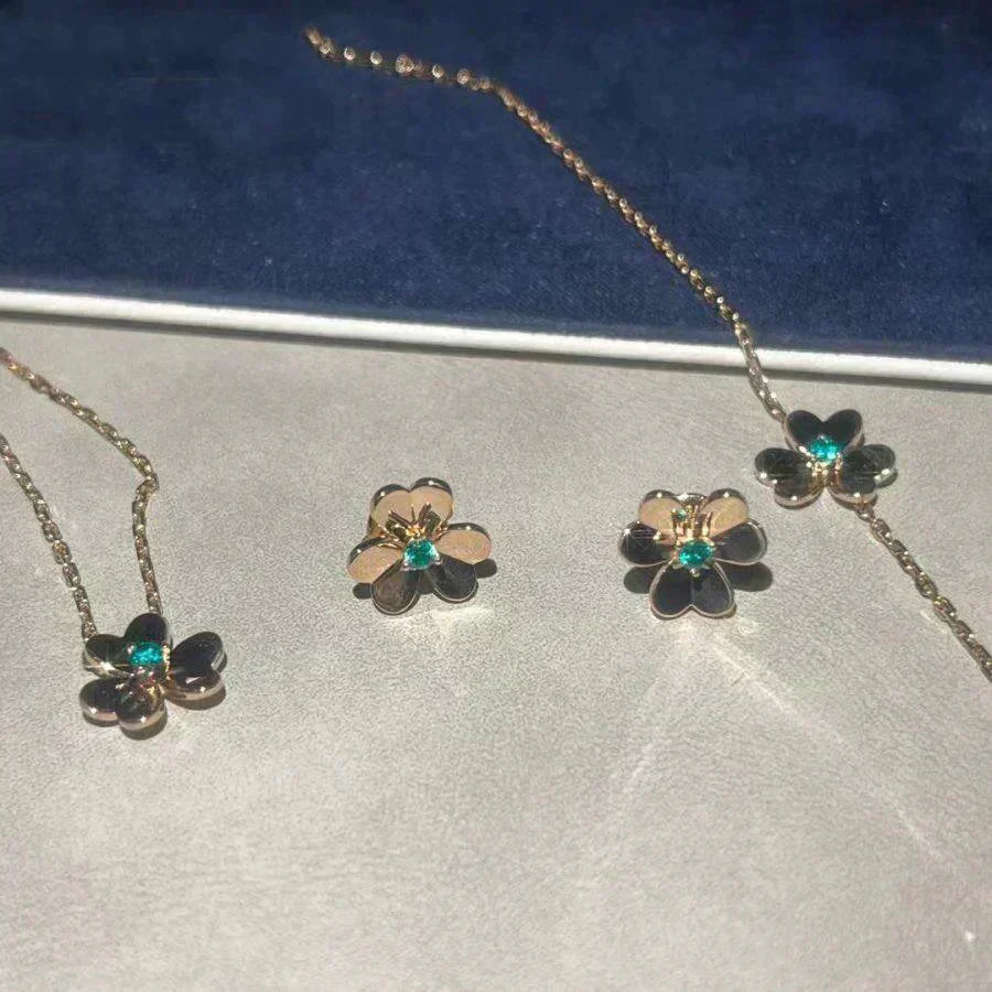 [LumiVibe]FRIVOLE  FLOWER MALACHITE EARRINGS