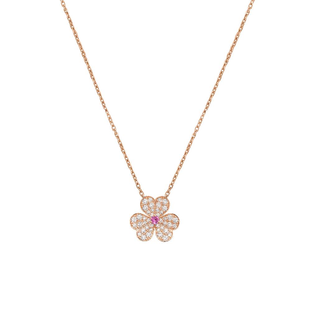 [LumiVibe]FRIVOLE ROSE GOLD FLOWER DIAMOND NECKLACE