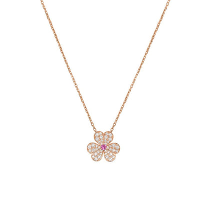 [LumiVibe]FRIVOLE ROSE GOLD FLOWER DIAMOND NECKLACE