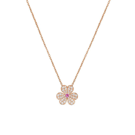 [LumiVibe]FRIVOLE ROSE GOLD FLOWER DIAMOND NECKLACE