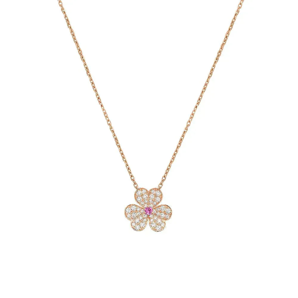 [LumiVibe]FRIVOLE ROSE GOLD FLOWER DIAMOND NECKLACE