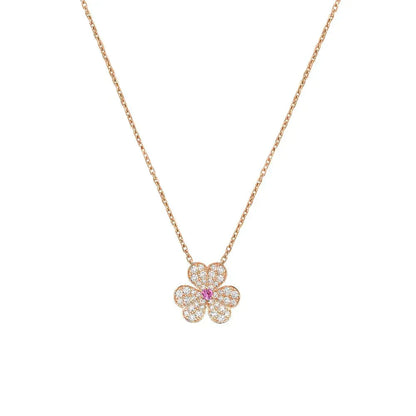 [LumiVibe]FRIVOLE ROSE GOLD FLOWER DIAMOND NECKLACE