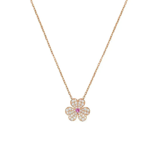 [LumiVibe]FRIVOLE ROSE GOLD FLOWER DIAMOND NECKLACE