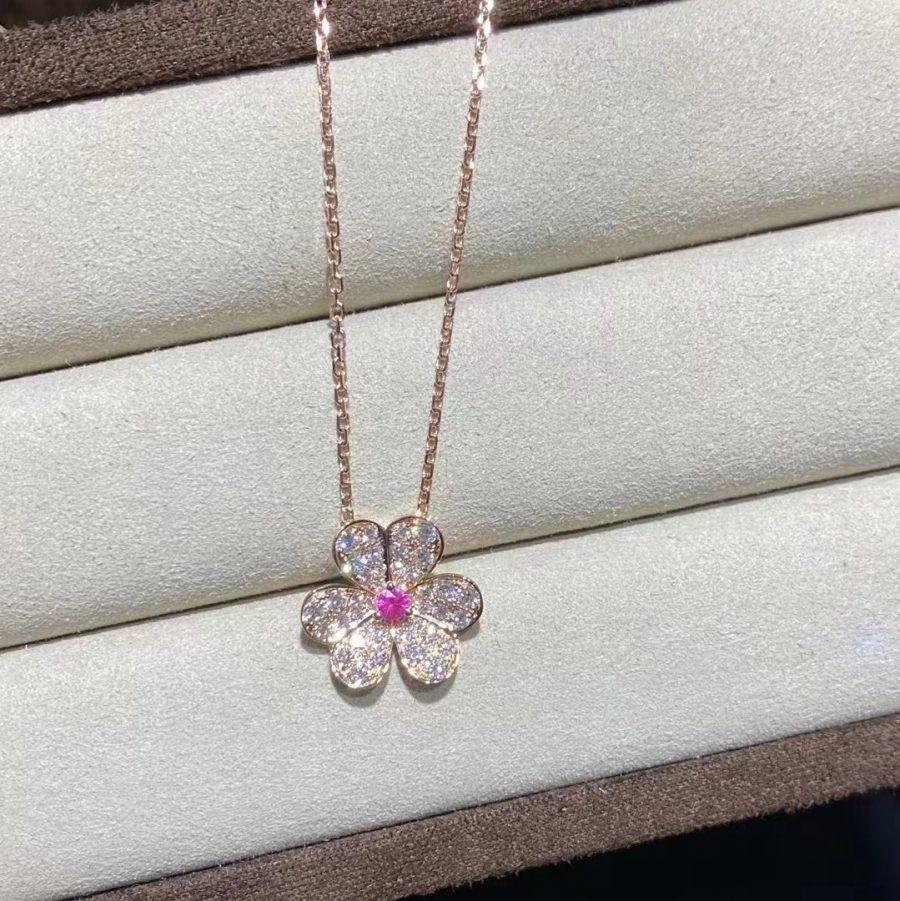[LumiVibe]FRIVOLE ROSE GOLD FLOWER DIAMOND NECKLACE