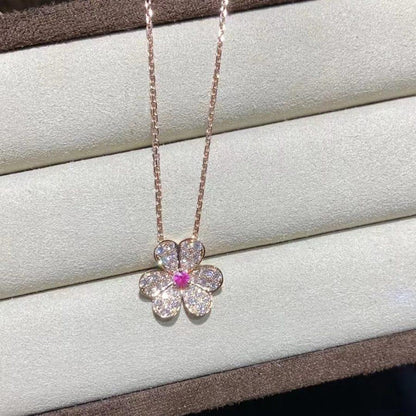 [LumiVibe]FRIVOLE ROSE GOLD FLOWER DIAMOND NECKLACE
