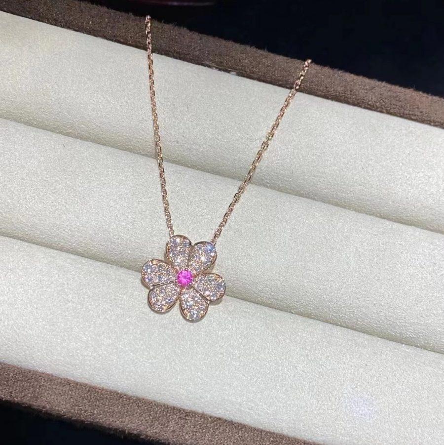 [LumiVibe]FRIVOLE ROSE GOLD FLOWER DIAMOND NECKLACE