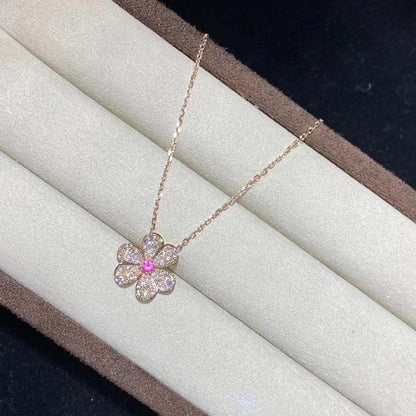 [LumiVibe]FRIVOLE ROSE GOLD FLOWER DIAMOND NECKLACE