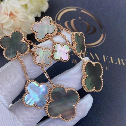 [LumiVibe]CLOVER EARRINGS DARK MOP 4 MOTIFS ROSE GOLD