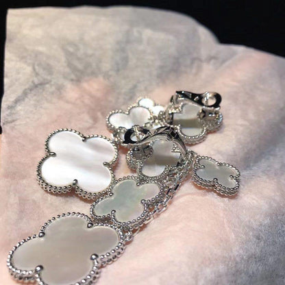 [LumiVibe]CLOVER EARRINGS WHITE MOP 4 MOTIFS SILVER
