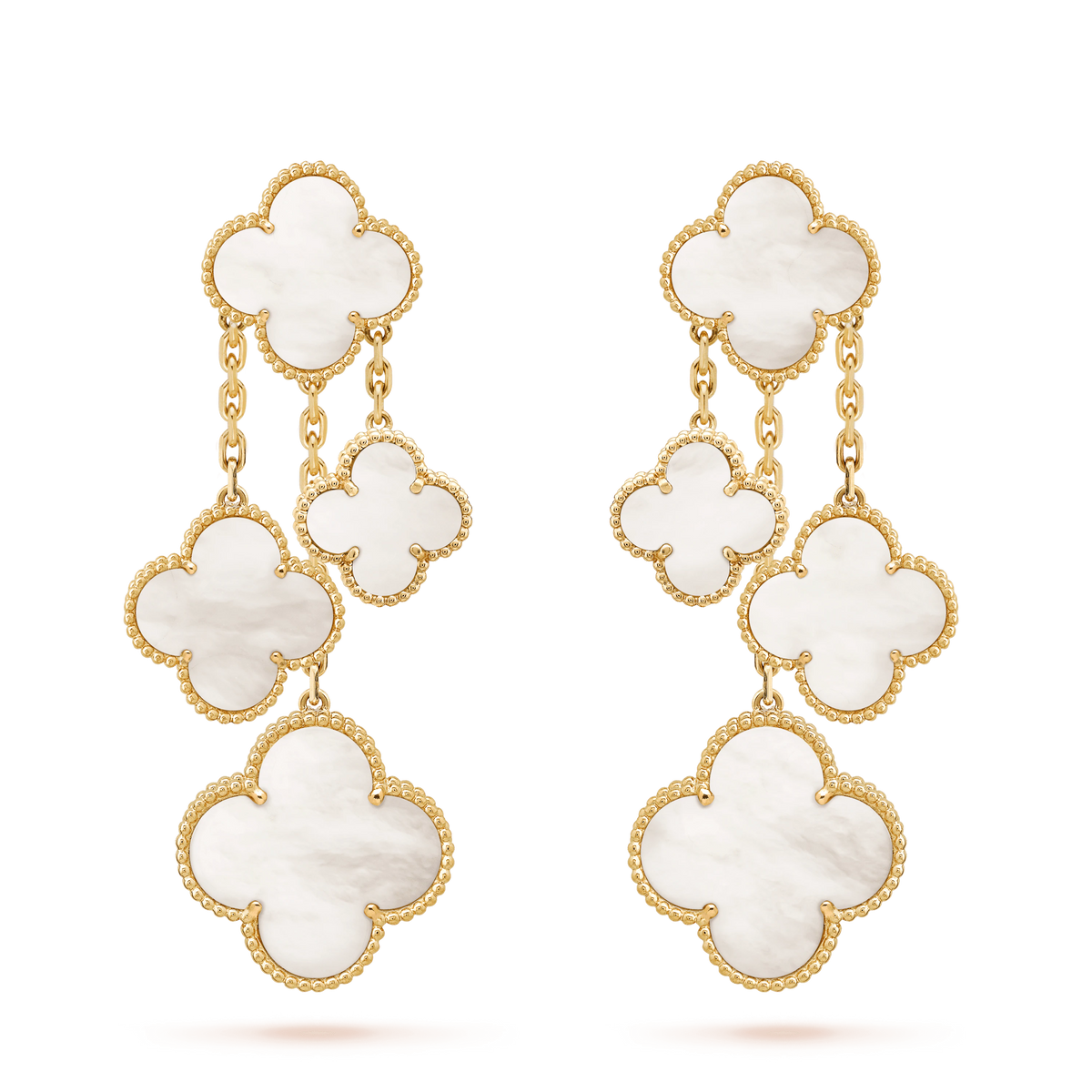 [LumiVibe]CLOVER EARRINGS WHITE MOP 4 MOTIFS GOLD