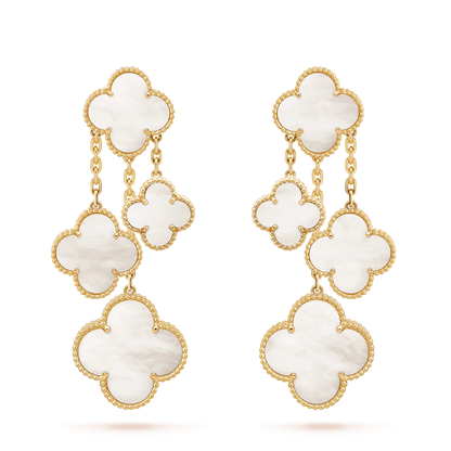 [LumiVibe]CLOVER EARRINGS WHITE MOP 4 MOTIFS GOLD
