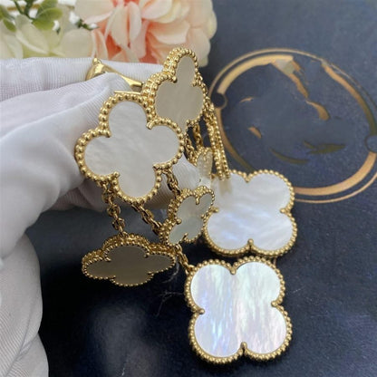 [LumiVibe]CLOVER EARRINGS WHITE MOP 4 MOTIFS GOLD