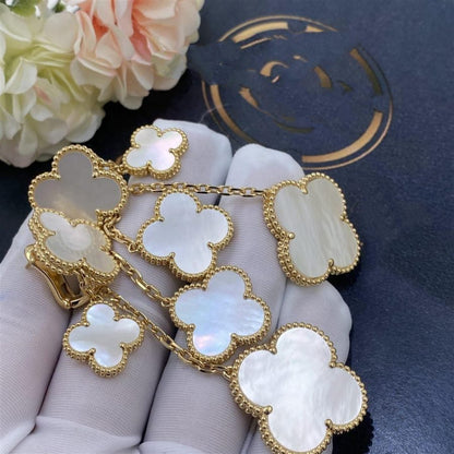 [LumiVibe]CLOVER EARRINGS WHITE MOP 4 MOTIFS GOLD