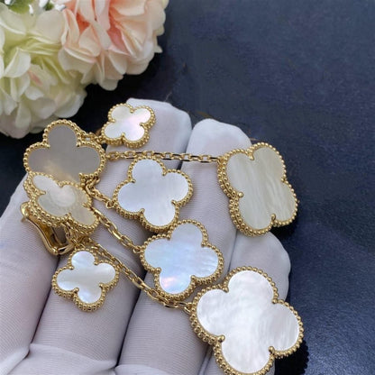 [LumiVibe]CLOVER EARRINGS WHITE MOP 4 MOTIFS GOLD