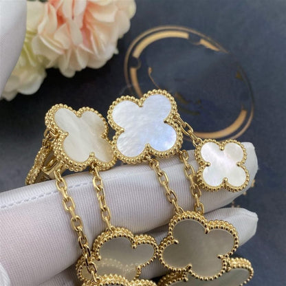 [LumiVibe]CLOVER EARRINGS WHITE MOP 4 MOTIFS GOLD