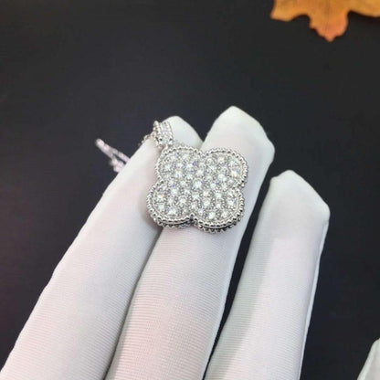 [LumiVibe]CLOVER 25MM SILVER FULL DIAMOND BIG CLOVER NECKLACE