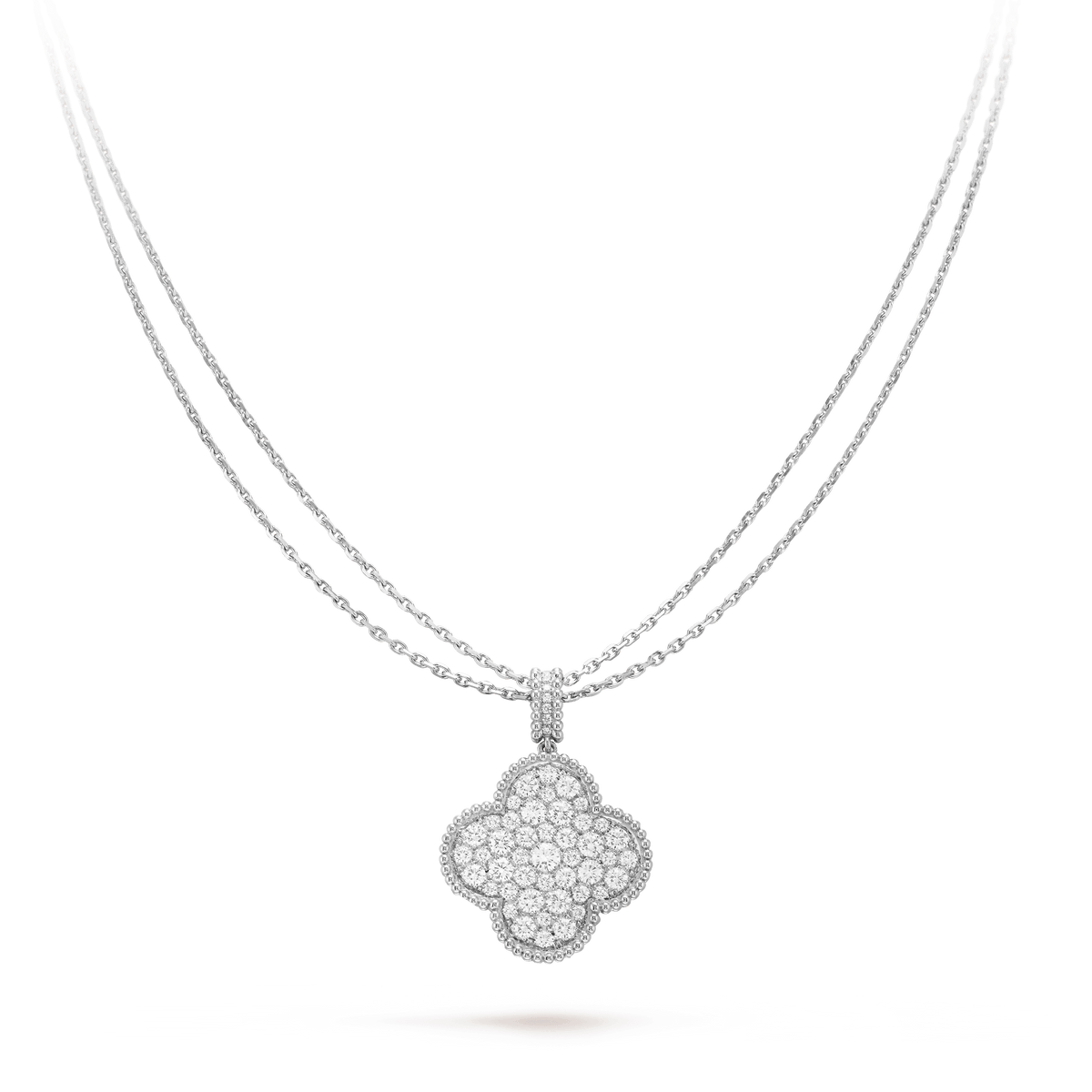 [LumiVibe]CLOVER 25MM SILVER FULL DIAMOND BIG CLOVER NECKLACE