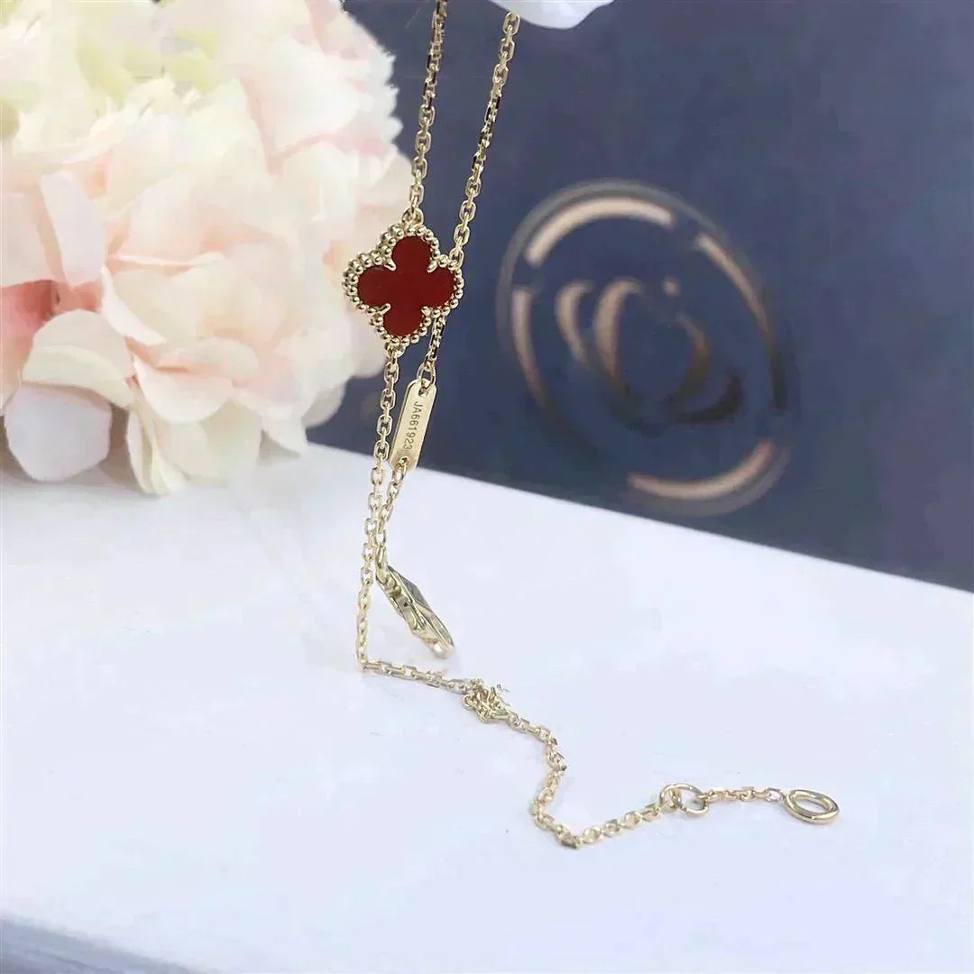 [LumiVibe]CLOVER  CARNELIAN SINGLE FLOWER BRACELET
