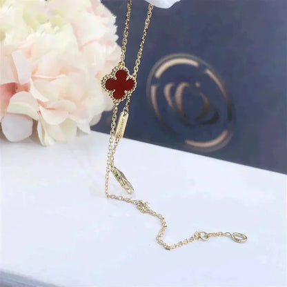 [LumiVibe]CLOVER  CARNELIAN SINGLE FLOWER BRACELET