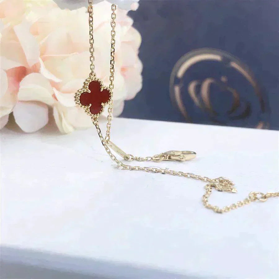[LumiVibe]CLOVER  CARNELIAN SINGLE FLOWER BRACELET