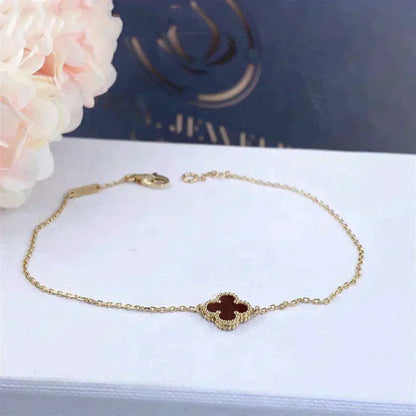 [LumiVibe]CLOVER  CARNELIAN SINGLE FLOWER BRACELET