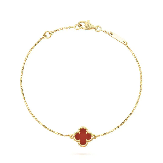 [LumiVibe]CLOVER  CARNELIAN SINGLE FLOWER BRACELET