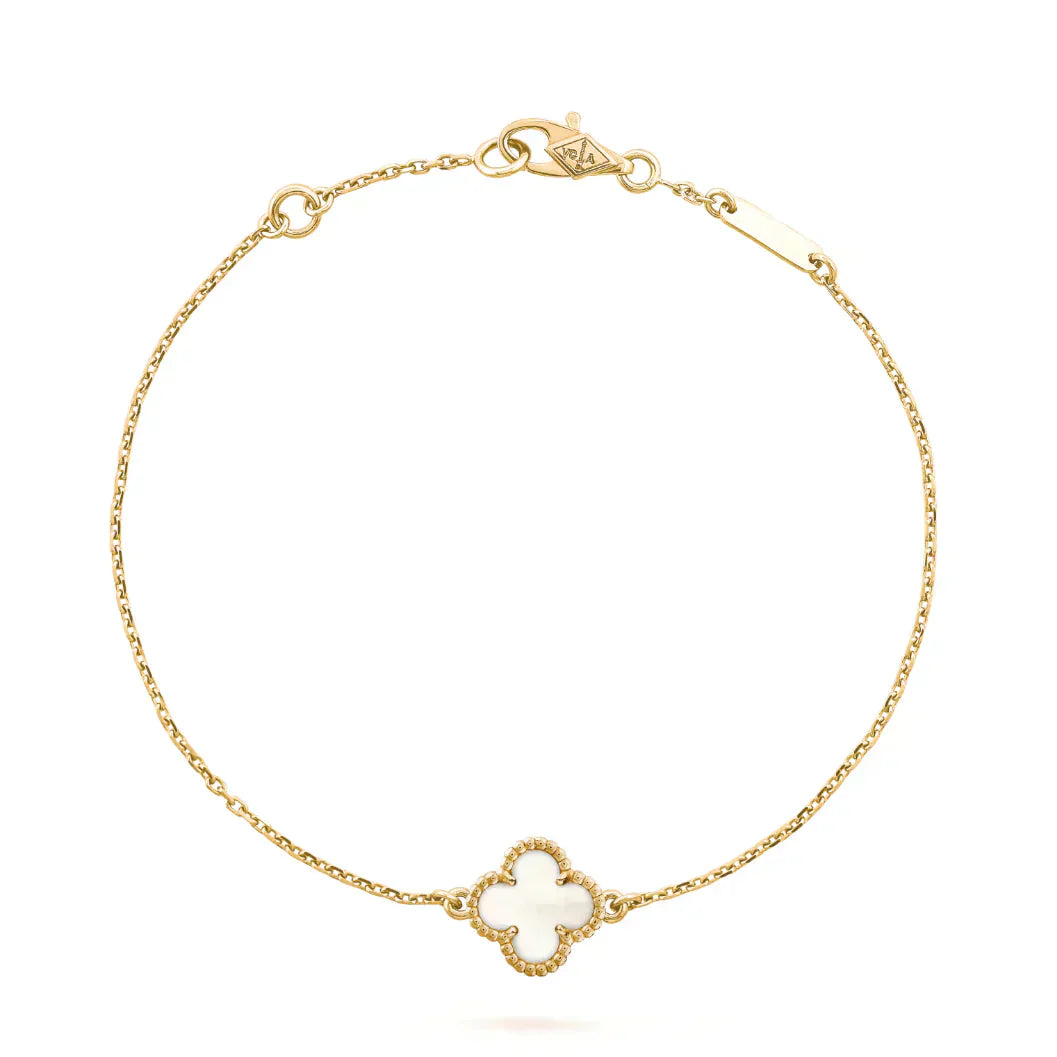 [LumiVibe]CLOVER WHITE MOP SINGLE FLOWER BRACELET