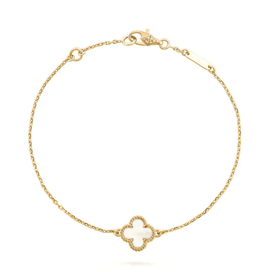 [LumiVibe]CLOVER WHITE MOP SINGLE FLOWER BRACELET