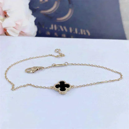 [LumiVibe]CLOVER ONYX SINGLE FLOWER BRACELET