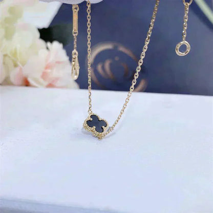 [LumiVibe]CLOVER ONYX SINGLE FLOWER BRACELET