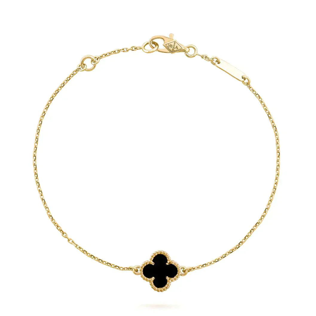 [LumiVibe]CLOVER ONYX SINGLE FLOWER BRACELET